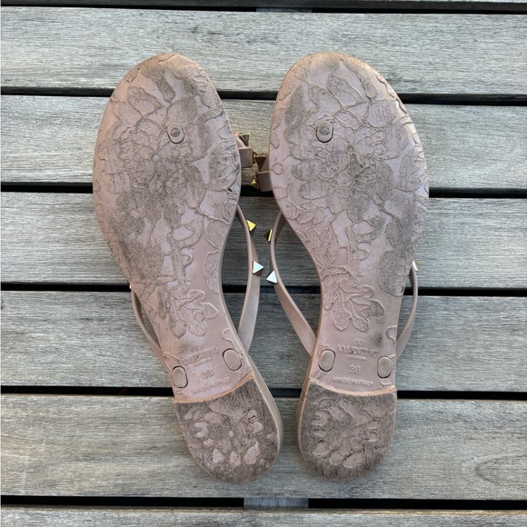 Valentino Tan Studded Sandals - Picture 6 of 6